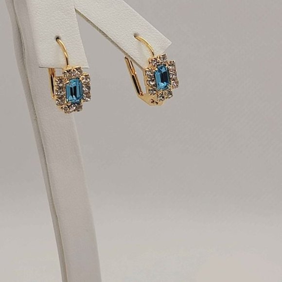 Jewelry - Brand New Brazilian 18k Gold Filled Baby Blue Gem Cz Stones Earrings